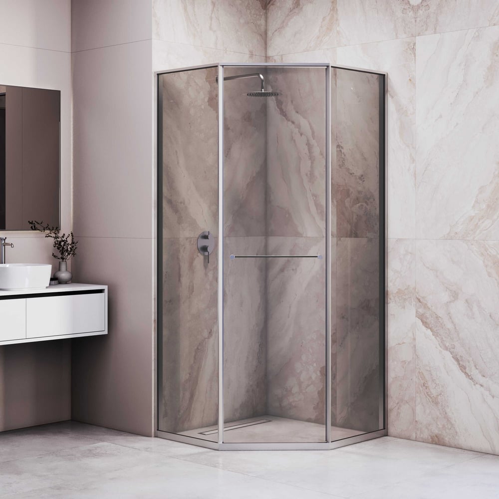 Изображение товара Душевой уголок RGW 100*100*200 SV-82 L трапеция, хром, тонированное(серое) стекло 8 мм 33328200-31L