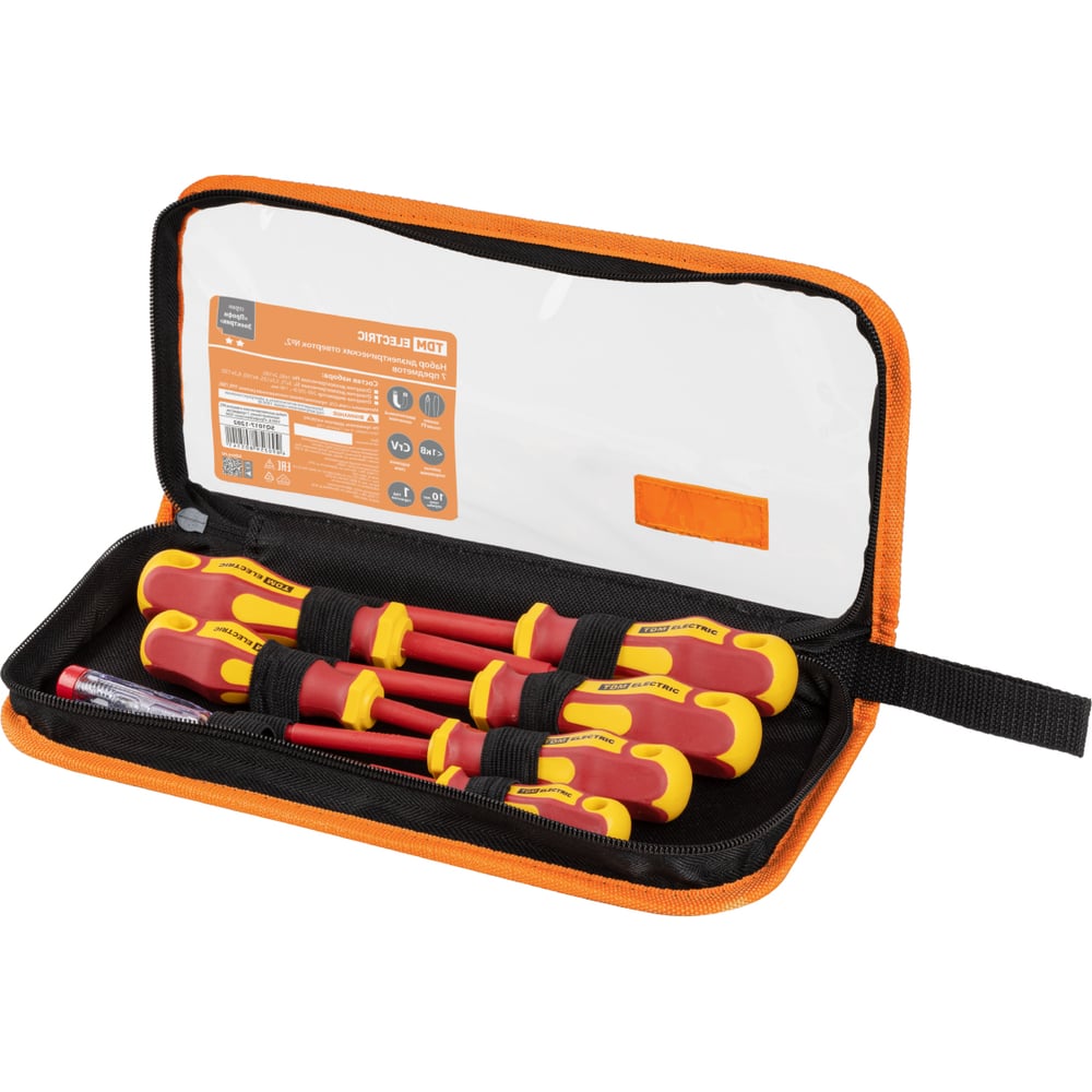 Изображение товара Набор диэлектрических отверток TDM ELECTRIC №2, тканевый пенал, 7 предметов, 1000 В, «ПрофиЭлектрик» TDM ELECTRIC SQ1017-1202