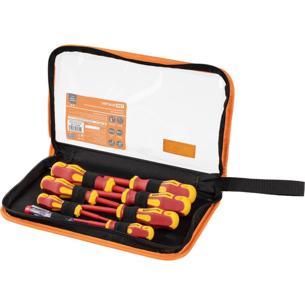 Изображение товара Набор диэлектрических отверток TDM ELECTRIC №3, тканевый пенал, 8 предметов, 1000 В, «ПрофиЭлектрик» TDM ELECTRIC SQ1017-1203