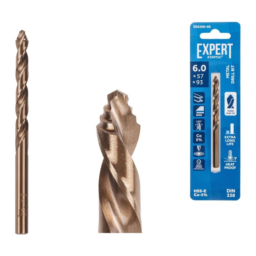 Изображение товара Сверло по металлу STARTUL ц/х 6.0x57x93 мм HSS-Co EXPERT SE8300-60