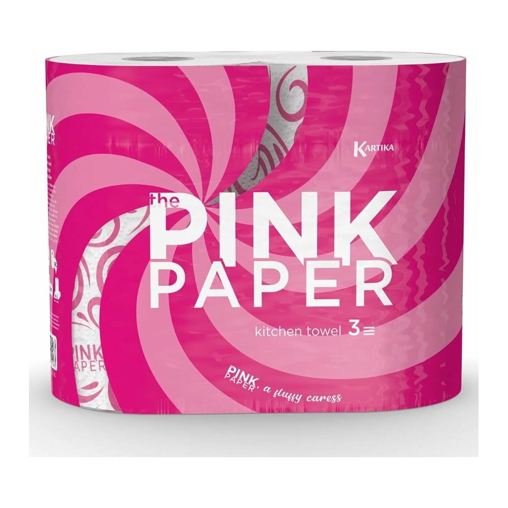 Изображение товара Полотенца бумажные 3-х слойные WORLD CART Pink Paper 90 листов 2 рулона