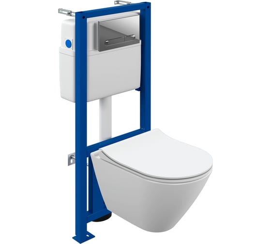 Изображение товара Комплект Cersanit CITY SMART CO DPL EO slim инсталляция LINK PRO кнопка ESTETICA пластик хром глянцевый 68269