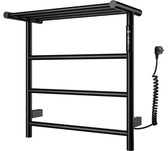 Изображение товара Полотенцесушитель электрический Wonzon & Woghand с полкой BONN, Черный матовый WW-AL402-MB