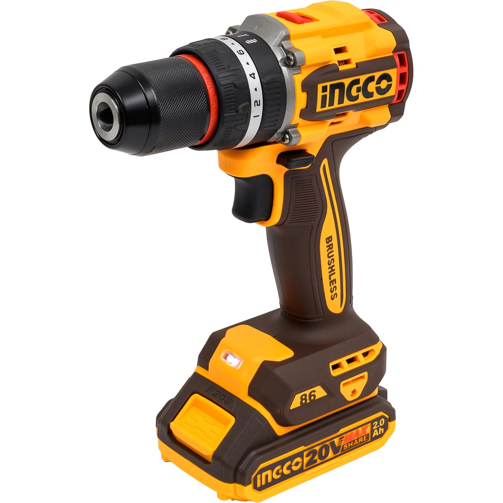 Изображение товара Аккумуляторный ударный шуруповерт INGCO 20B BL 86Hm 2 аккумулятора кейс
