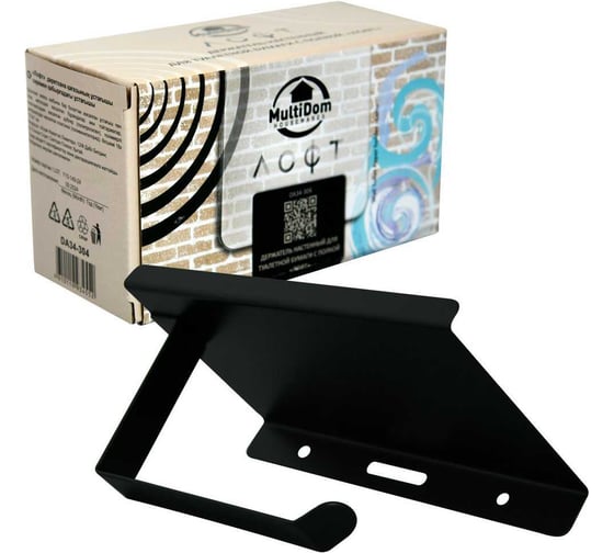 Изображение товара Держатель настенный для туалетной бумаги с полкой МУЛЬТИДОМ Лофт 18х10х8 см DA34-304