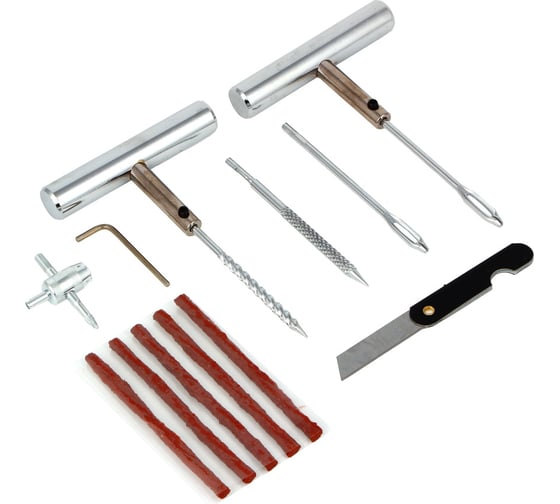 Изображение товара Набор для ремонта бескамерных шин ЕРМАК в кейсе 12 предметов 777-010