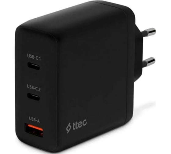 Изображение товара Сетевое зарядное устройство TTEC SmartCharger Trio GAN 120W PD Travel Charger 2 USB-C+USB-A. Цвет: черный 2SCG04S