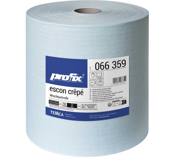 Изображение товара Нетканый протирочный материал Temca PROFIX ESCON CREPE 1 рулон (1 слой, 500 листов в рулоне, 30x38 см, голубой) 066359-01