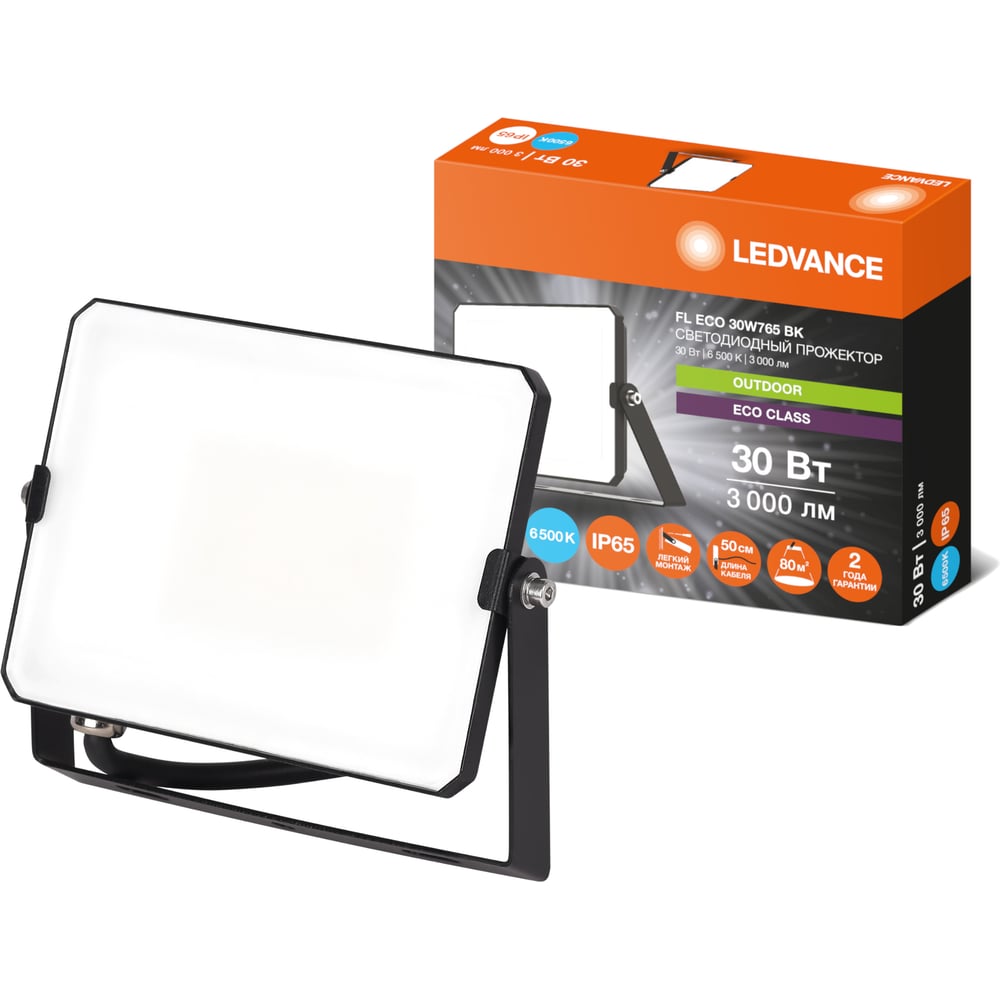Изображение товара Прожектор светодиодный LEDVANCE FL ECO 30W765 BK 30Вт 6500К IP65