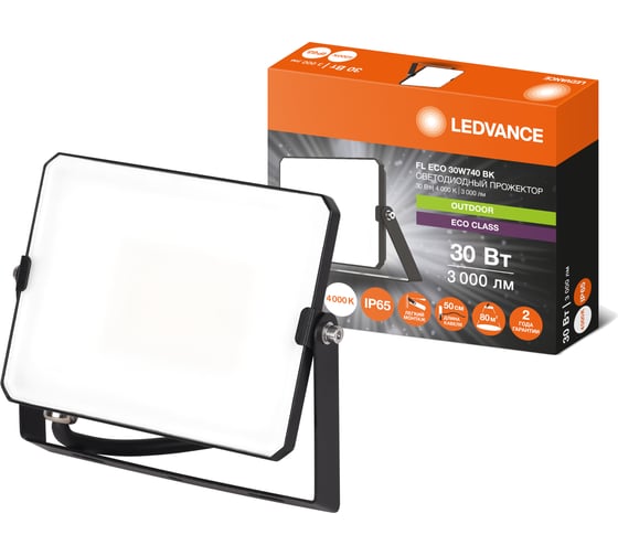 Изображение товара Прожектор светодиодный LEDVANCE FL ECO 30W740 BK 24x1 G4RU LEDV 4099854400070