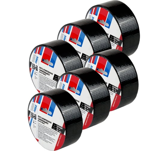 Изображение товара Армированная клейкая лента ЛИКК 850-60 48 мм 50 м черная - 6 шт. 850-60-50-6 ЧР