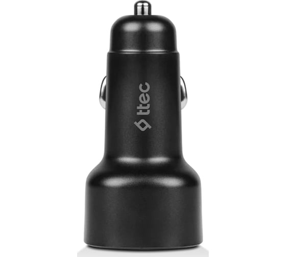 Изображение товара Автомобильное зарядное устройство TTEC SmartCharger Duo PD 48W Car Fast Charger USB-C+USB-A с кабелем USB-C-USB-C 3A, черный 2CKP02CS