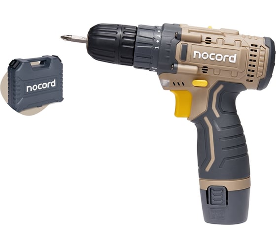 Изображение товара Аккумуляторная дрель-шуруповерт Nocord 12В, 2x2.0 А·ч Li-Ion, в кейсе + 13 предметов оснастки, NCD-12.2.20.C 900194.NCD-12.2.20.C-2