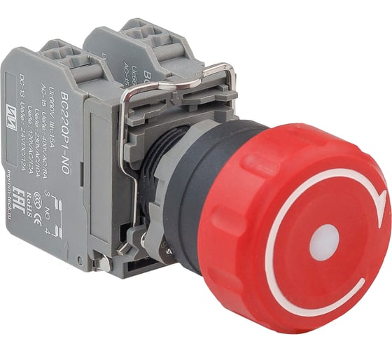 Изображение товара Кнопка аварийного стопа Инпром Инновации Грибок ES22A-P NO+NC красная e10001