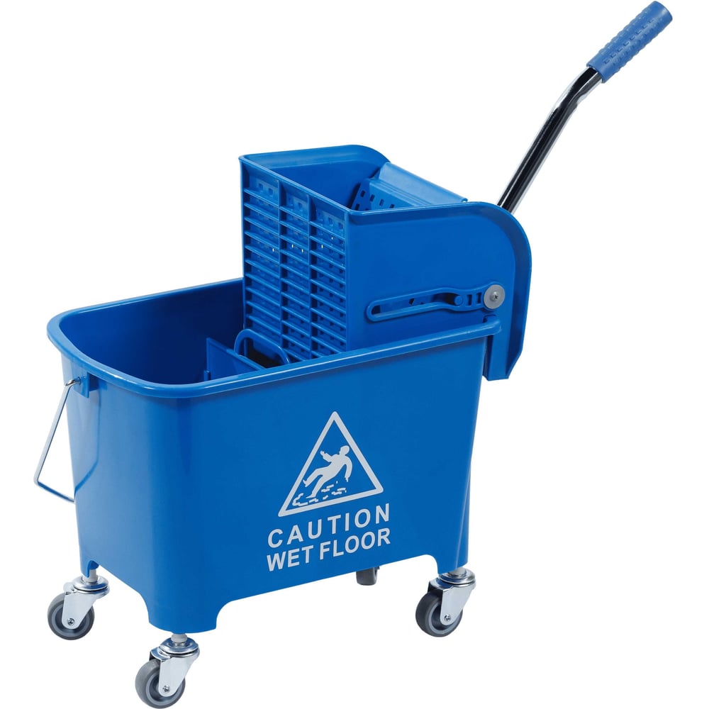 Изображение товара Ведро с колесами на 20 литров, синее, прямоугольное, бытовой класс