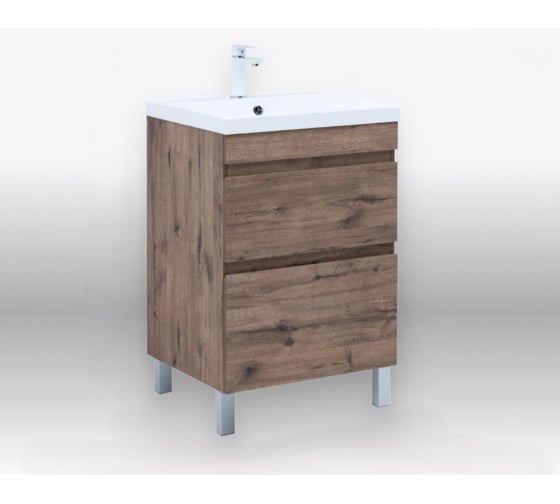 Изображение товара Тумба напольная Aquanet Нота new 58 2 ящика, цвет дуб веллингтон табак (344139) 00344139