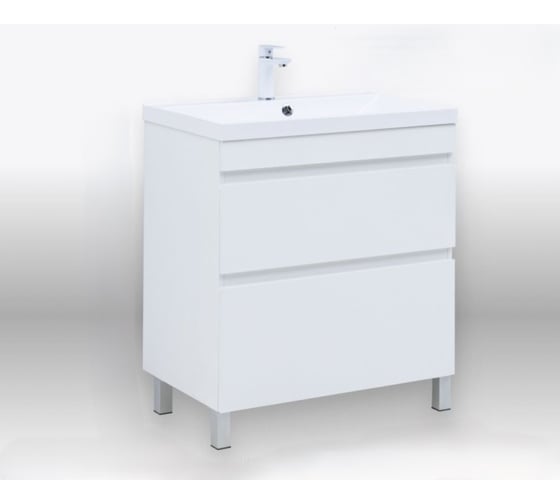 Изображение товара Тумба напольная Aquanet Нота new 75 2 ящика, цвет белый глянец (344144) 00344144