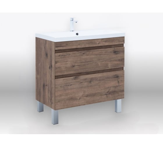 Изображение товара Тумба напольная Aquanet Нота new 90 2 ящика, цвет дуб веллингтон табак (344145) 00344145