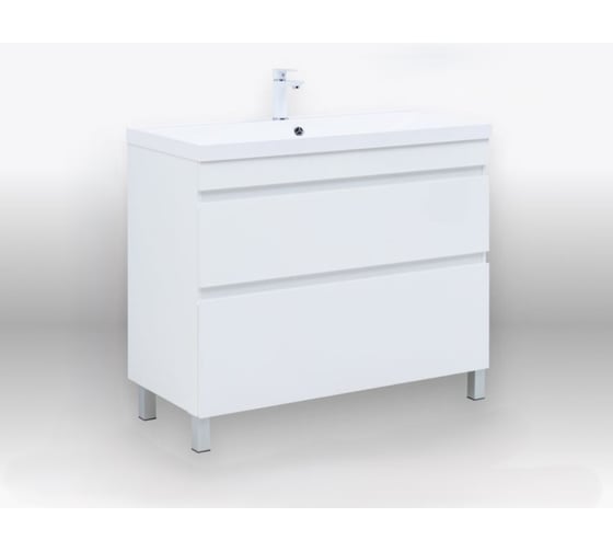 Изображение товара Тумба напольная Aquanet Нота new 100 2 ящика, цвет белый глянец (344150) 00344150