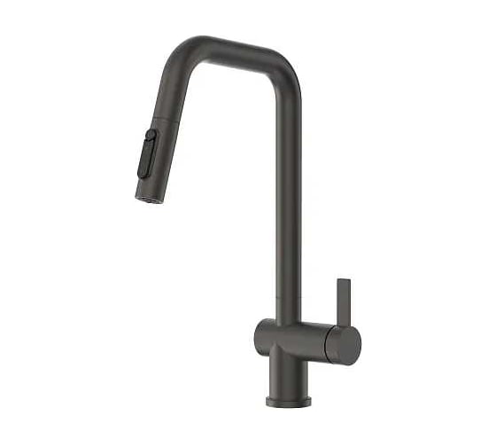 Изображение товара Смеситель кухонный с выдвижным изливом с переключением на душ и фильтром, сталь GRANULA KS-7273, ГРАФИТ МАТОВЫЙ