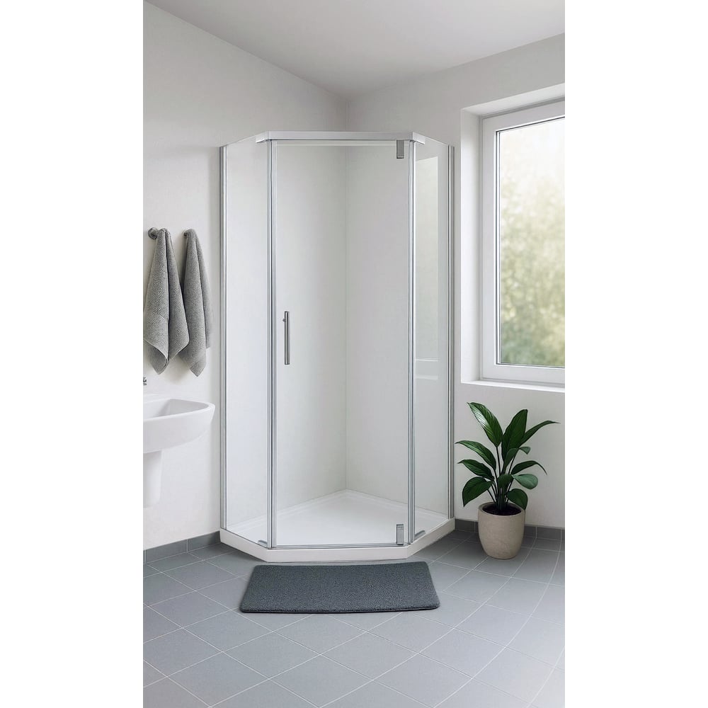 Изображение товара Пятиугольный душевой уголок OLIVE'S VIAR 900x900 мм прозрачное стекло хром