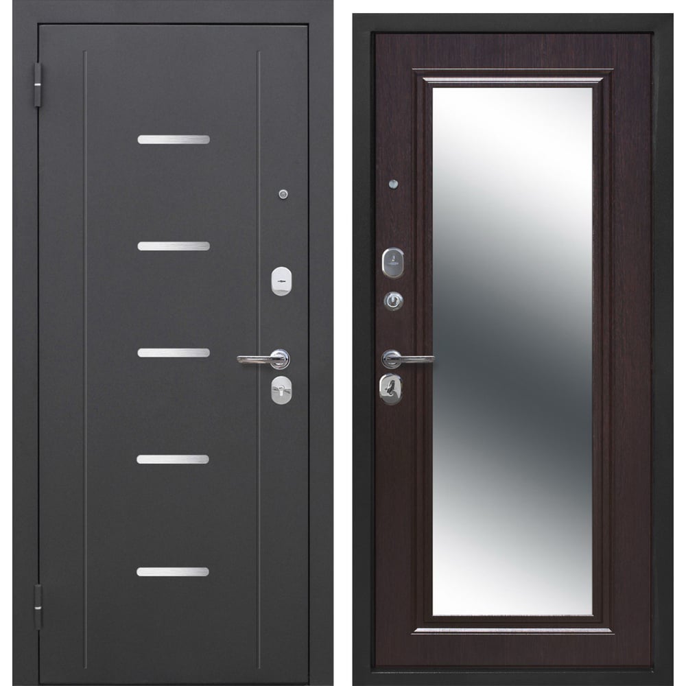 Изображение товара Дверь входная металлическая DIVA Foreman Ф-7 зеркало антик серебро Венге