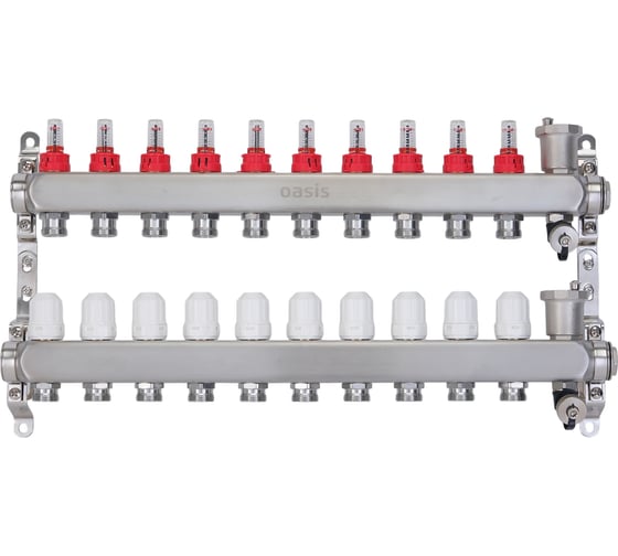 Изображение товара Коллекторная группа OASIS с расх. в сборе, 10-вых. НЕРЖ 1”3/4 KNR01-10