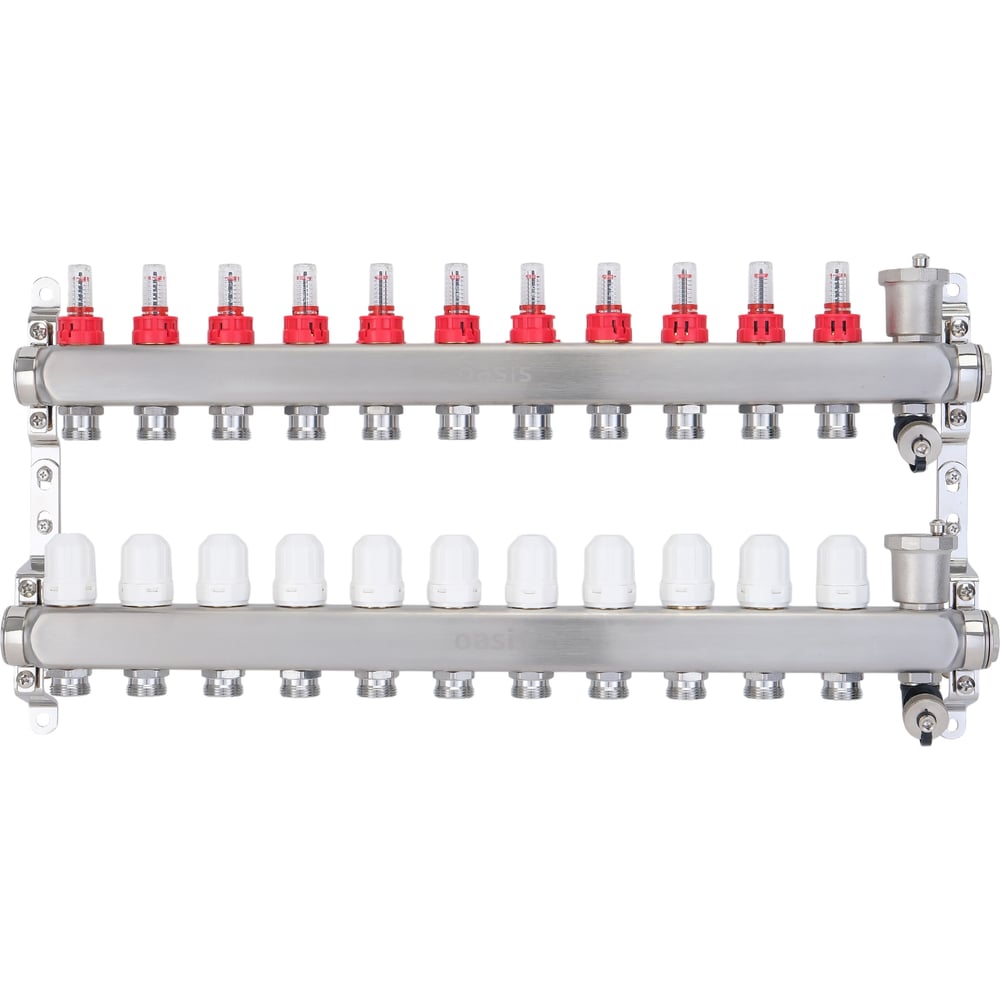 Изображение товара Коллекторная группа OASIS 11-выходов с нержавеющей сталью KNR01-11 для систем отопления