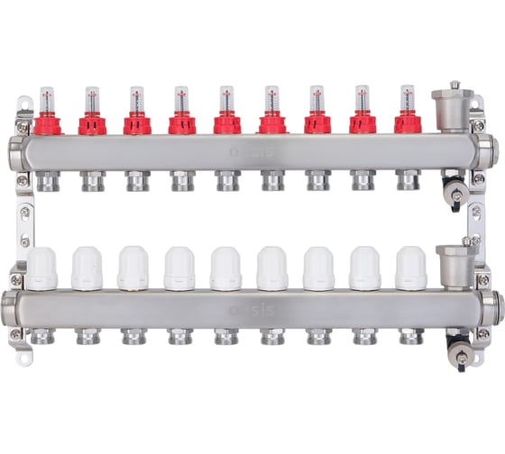 Изображение товара Коллекторная группа OASIS с расх. в сборе, 9-вых. НЕРЖ 1”3/4 KNR01-09