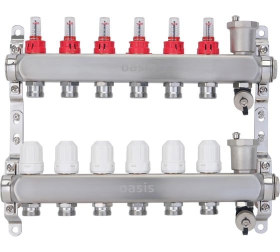 Изображение товара Коллекторная группа OASIS с расх. в сборе, 6-вых. НЕРЖ 1”3/4 KNR01-06