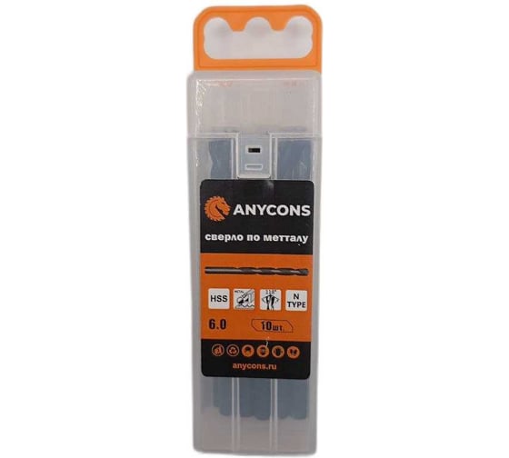 Изображение товара Сверло по металлу с цилиндрическим хвостиком Anycons Oxide 5.0 мм, 10 шт AC-OS38586