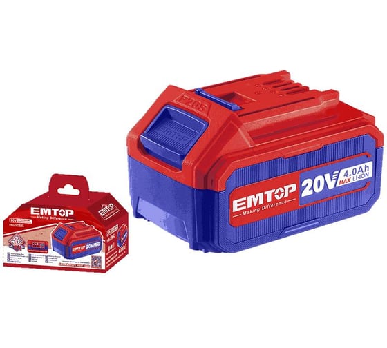Изображение товара Аккумуляторная батарея emtop 20 В Литий-ионный аккумулятор, 4,0 Ач EBPK20021