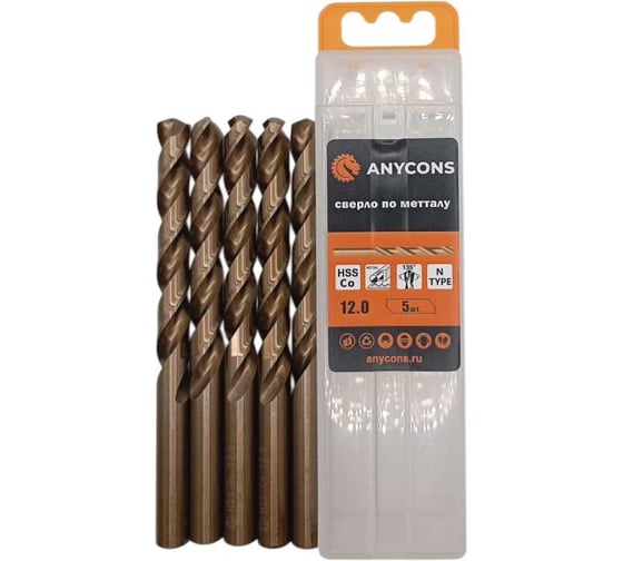 Изображение товара Сверло по металлу с цилиндрическим хвостиком Anycons диаметр 10 мм 10 шт. AC-ZS108733