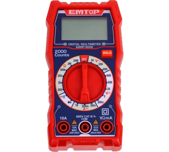 Изображение товара Мультиметр цифровой EMTOP ЖК-дисплей на 2000 отсчетов EDMR16002