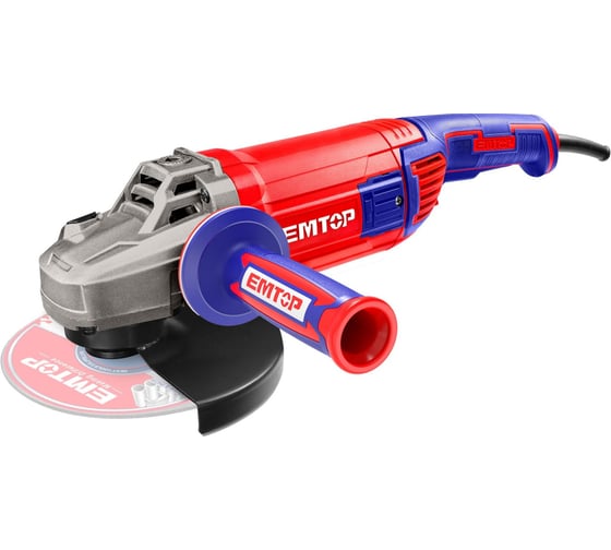 Изображение товара Угловая шлифовальная машина emtop напряжение: 220-240 В ~ 50/60 Гц Входная мощность: 2400 Вт Скорость холостого хода: 6400 об /мин EAGR24093