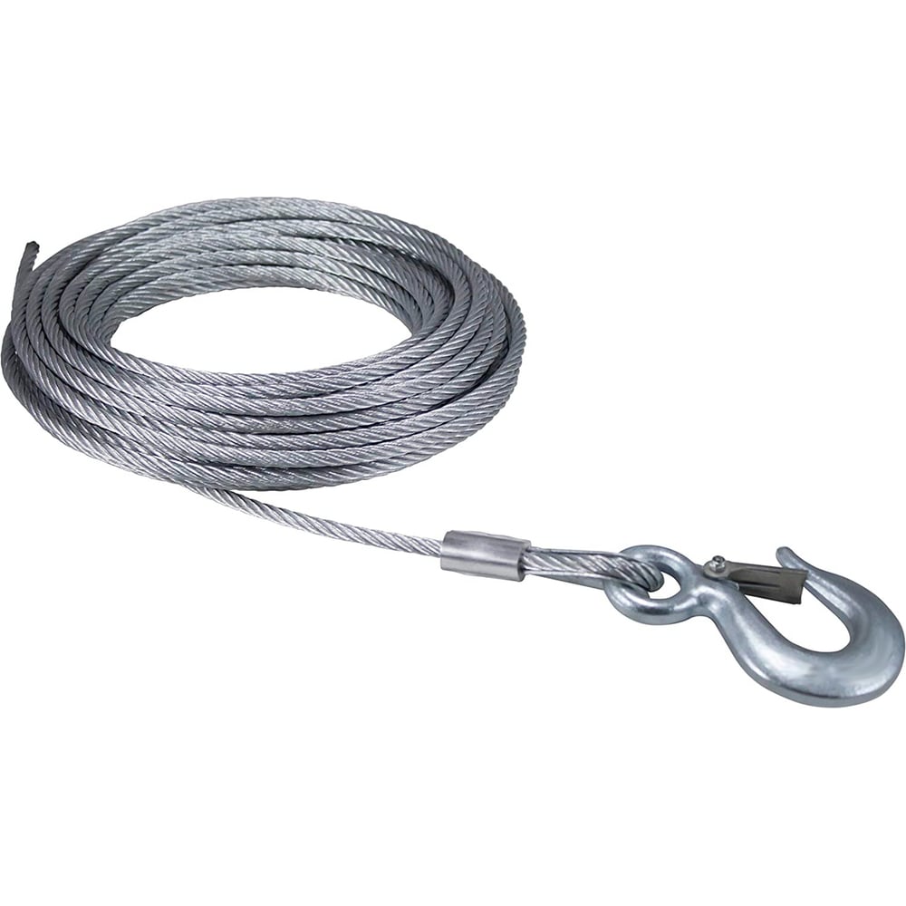 Изображение товара Трос стальной для лебедки 4.1 мм, 60 м, 250 кг, крюк ПРОММЕТАЛЛ