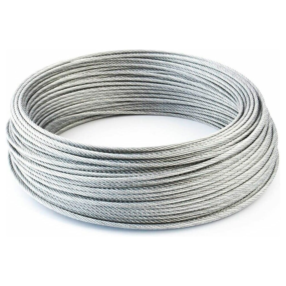 Изображение товара Стальной оцинкованный трос для лебедки 40 м 6.2 мм грузоподъемность 500 кг ПРОММЕТАЛЛ