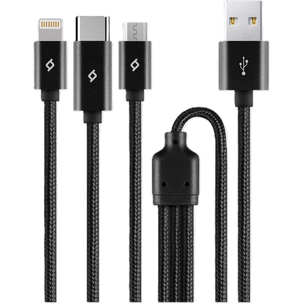 Изображение товара Кабель TTEC AlumiCable Trio универсальный 3в1 для зарядки и данных 100 см черный