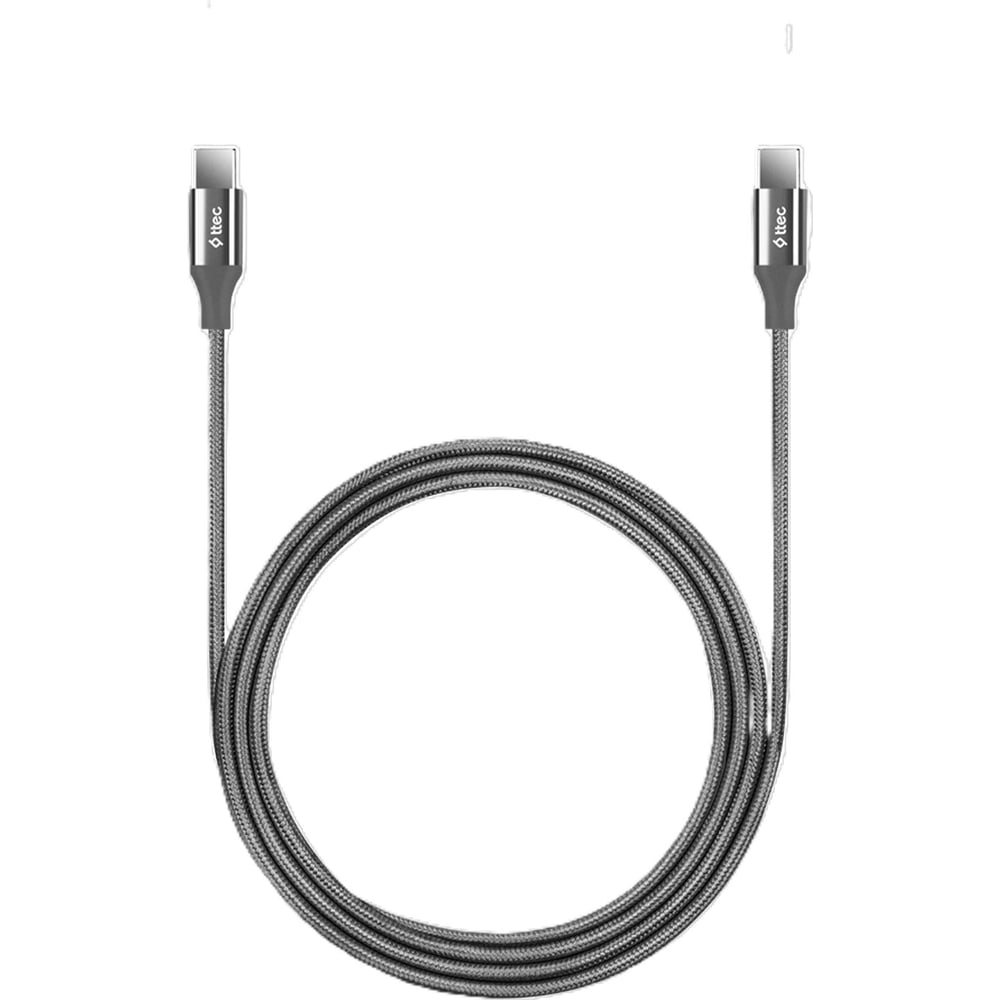 Изображение товара Кабель TTEC USB-C - USB-C AlumiCable 100W PD/Fast Charge Cable. Длина: 150 см. Цвет: серый космос. 2DK53UG