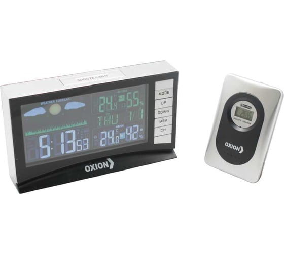Изображение товара Беспроводная комнатная/уличная метеостанция OXION с беспроводным датчиком и подсветкой, серая, арт. OTM609