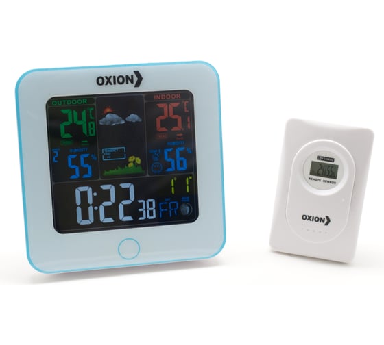 Изображение товара Беспроводная комнатная/уличная метеостанция OXION с беспроводным датчиком и подсветкой, белая, арт. OTM602