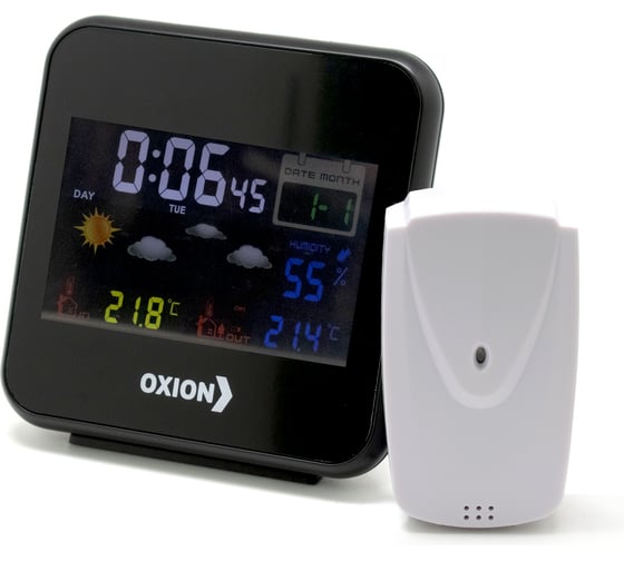 Изображение товара Беспроводная комнатная/уличная метеостанция OXION с беспроводным датчиком и подсветкой, черная, арт. OTM622