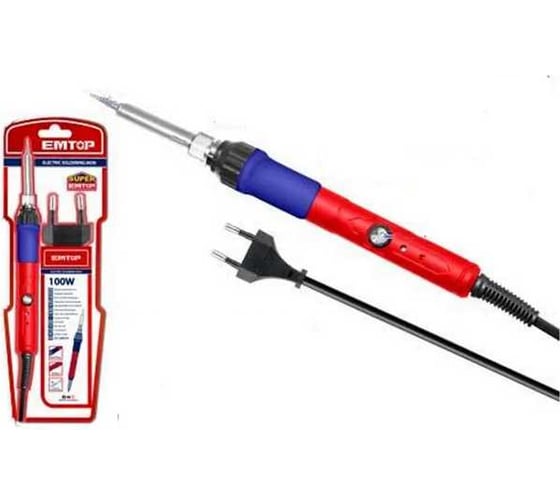Изображение товара Паяльник электрический EMTOP Напряжение: 220-240 В ~ 50/60 Гц Входная мощность: 100 Вт Время предварительного нагрева: 20 секунд EESL10010