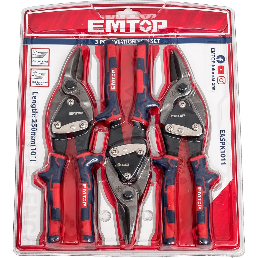 Изображение товара Набор ножниц по металлу emtop 3 шт 250 мм - левый правый прямой