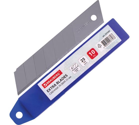 Изображение товара Лезвия в пластиковом пенале (10 шт; 25 мм) для ножей BRAUBERG 237449
