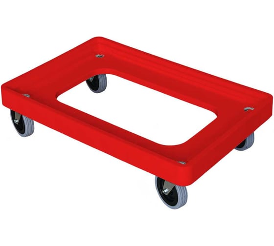 Изображение товара Тележка пластиковая Пластик система 600x400 мм с прорезиненными колесами, красная PS 7525.40
