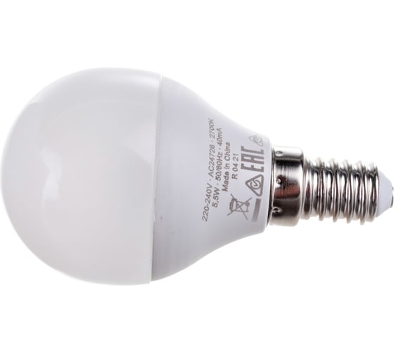 Изображение товара Светодиодная лампа OSRAM LED STAR, P, шар, 5,5 Вт, E14, 470 Лм, 2700 К, теплый белый свет 4052899971615