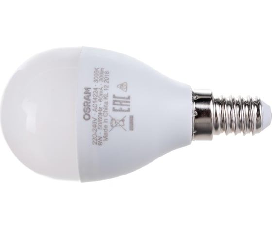 Изображение товара Светодиодная лампа OSRAM LED STAR, P, шар, 8 Вт, E14, 806 Лм, 2700 К, теплый белый свет 4058075210806