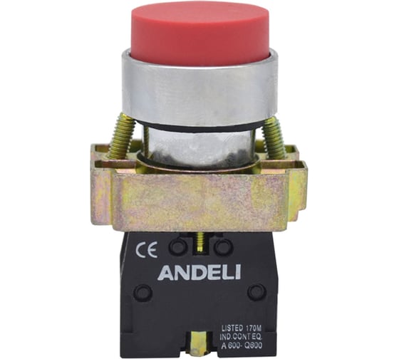 Изображение товара Кнопка ANDELI XB2-BL42 без подсветки, красный, 1НЗ ADL10-039
