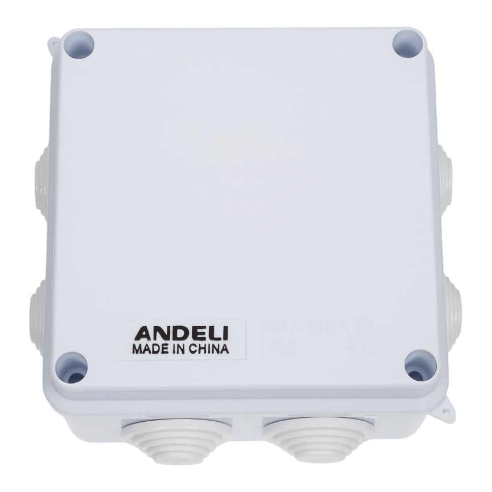 Изображение товара Распаечная коробка ANDELI с крышкой, 100х100х70, 7 входов, IP65 ADL18-601